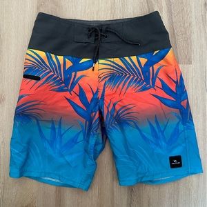 Rip Curl Bots Swim Trunks Shorts size 24 with flower design